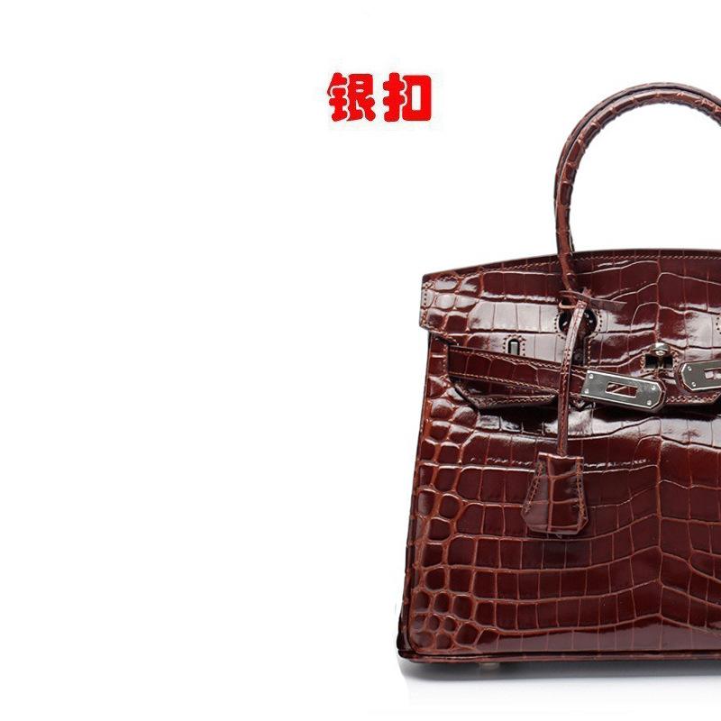 New Women Cowhide Handbag Crocodile Embossed Genuine Leather Top Handle Purse Fashion Shoulder Crossbody Bag for Daily Use- NO LOGO