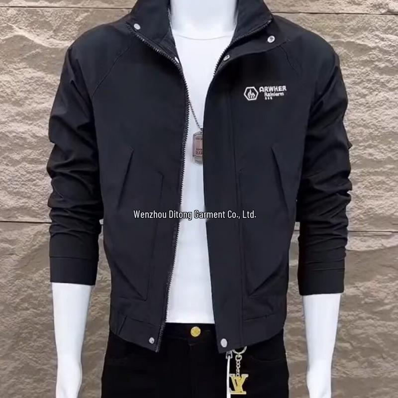 2025 Men s Stand Collar Slim Fit Korean Style Jacket - Trendy Spring/Autumn Workwear 3XL (for 145-160 jin)