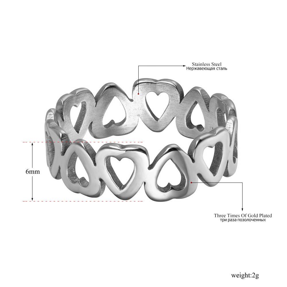 JeeMango Romantic Hollow Heart-shaped Wedding Couple Rings Trendy Style 316L Stainless Steel Women Ring Jewelry Anillo R17154