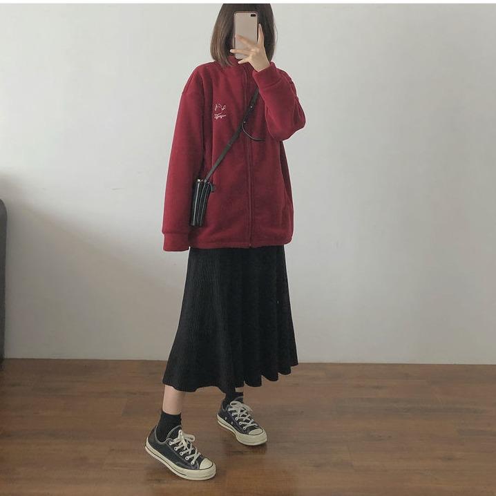 Winter Milk Whirring Polar Fleece Jacket Women's Autumn and Winter Lamb Wool Plus Fleece Sweater Granular Fleece