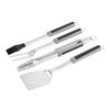 Stainless Steel Grilling Tools Set 4 Piece BBQ Set with Tongs Spatula Fork Basting Brush Ergonomic Handles Hooks Dishwasher Safe