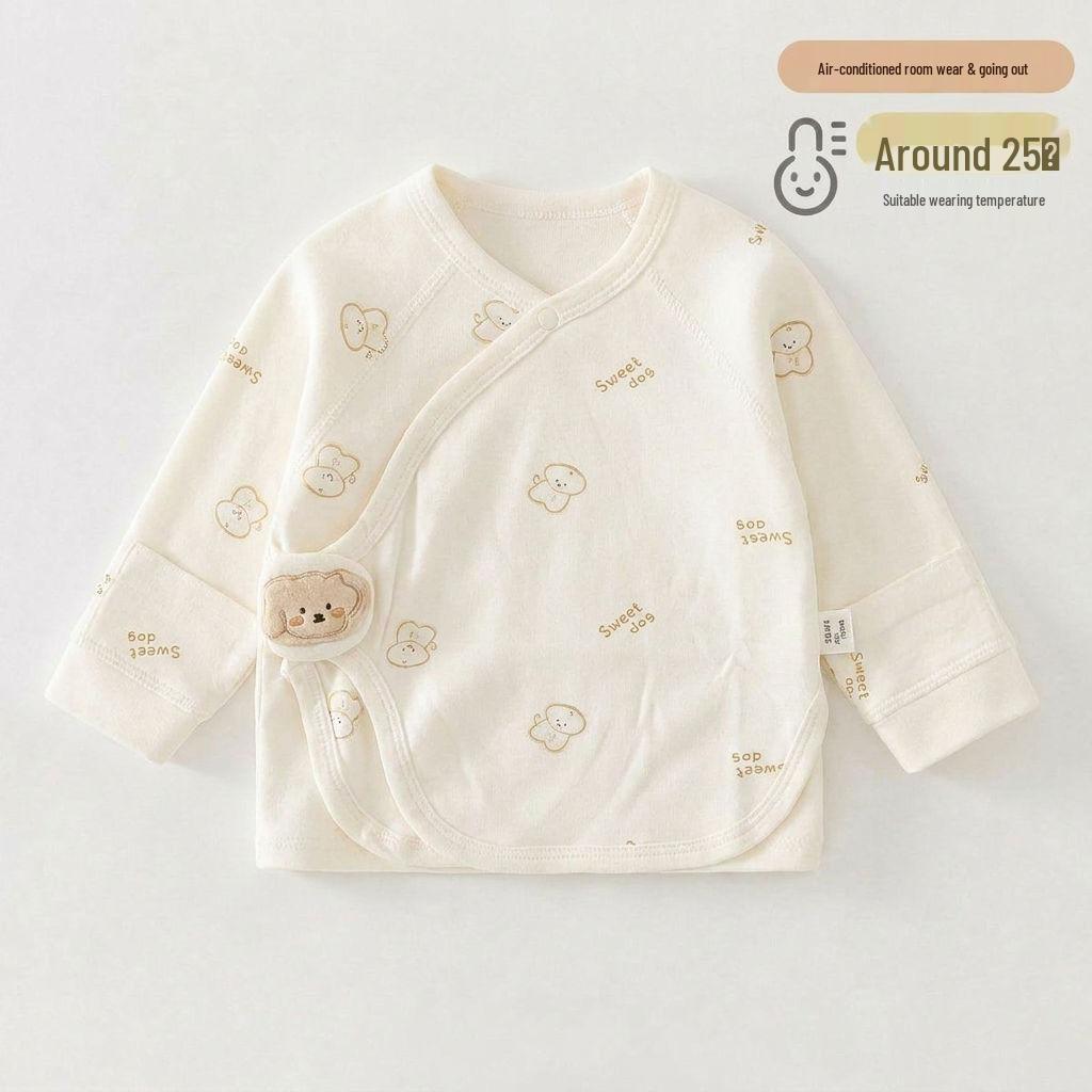 Newborn Half-Back Cotton Top - 0-3 Months, Spring/Autumn Baby Confinement Wear