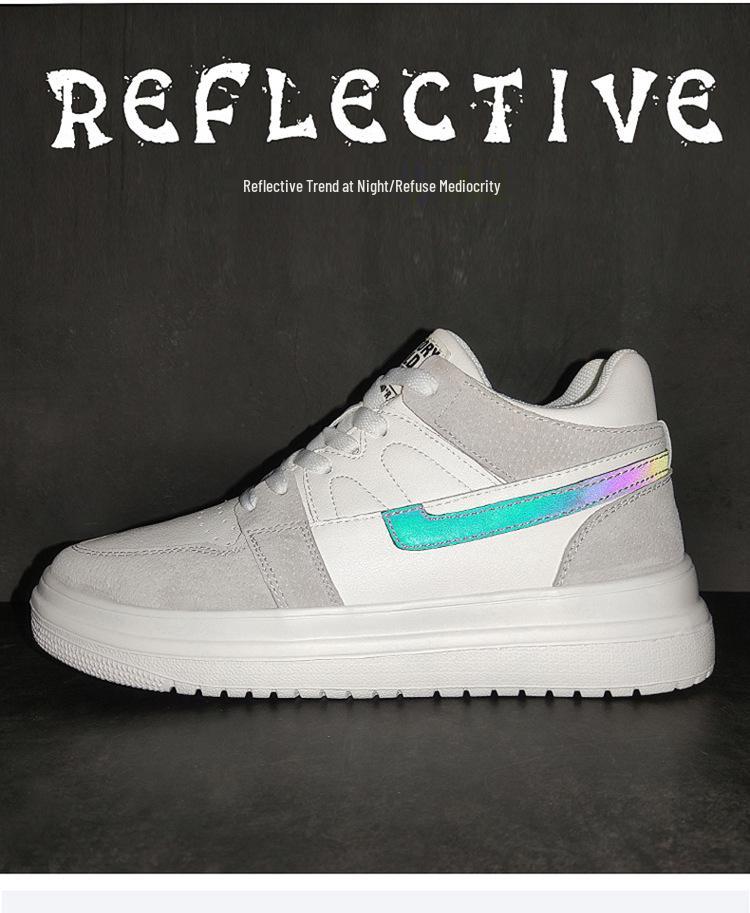 Men's & Women's Canvas Skate Shoes with Invisible Height Boost - White Cowhide Upper, Casual Spring Style