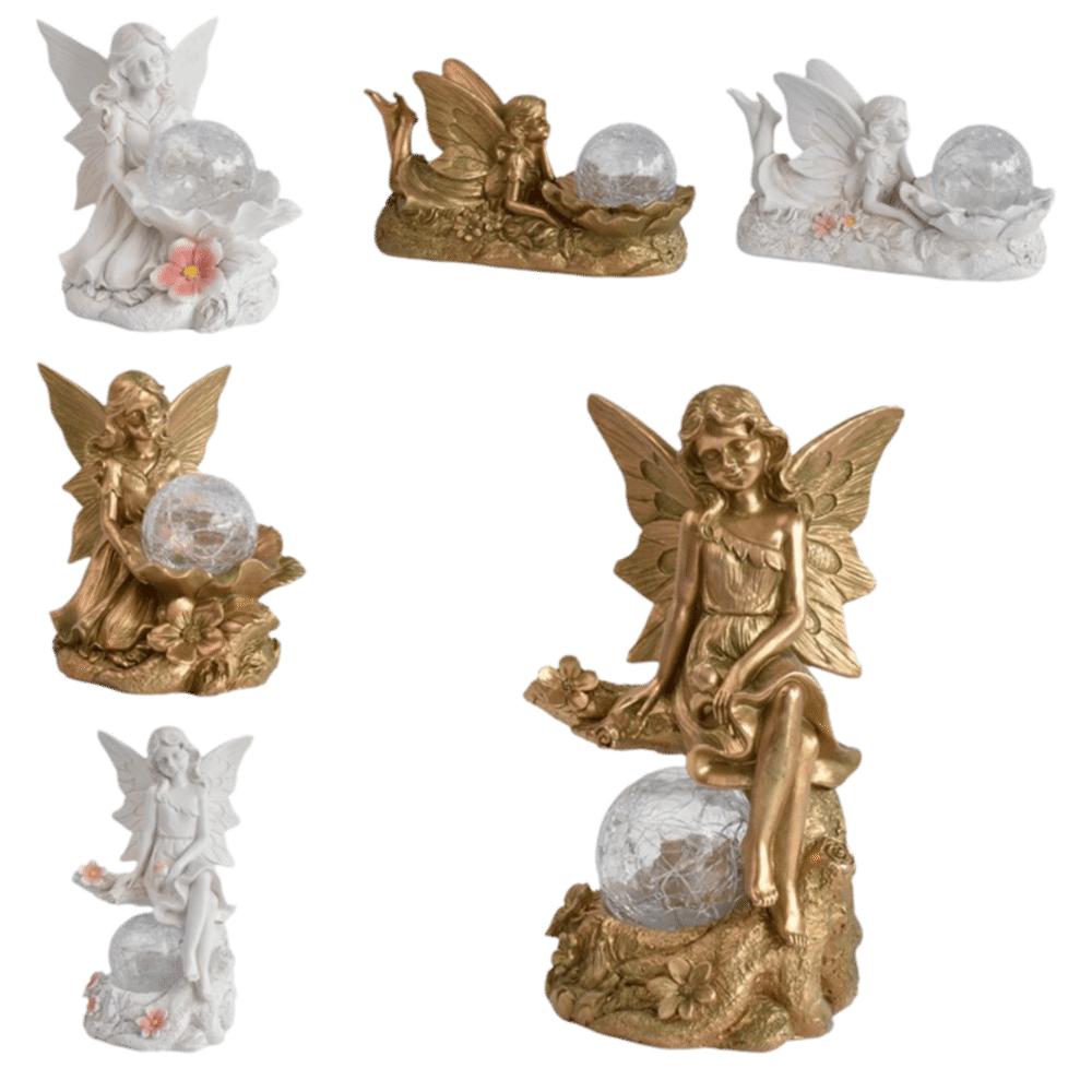 Solar Powered Resin Statue Premium Resin Solar Angel Whimsical Garden Statue  Garden Scenery