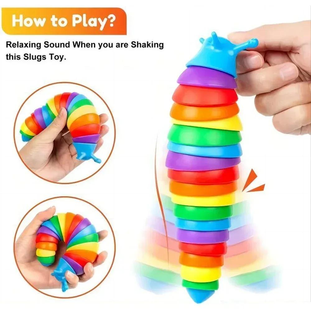 Fidget Slug Toy for Children 18cm 3D Colorful Sensory Slug Relieves Fun Decompression Toy Creative Twist Caterpillar Fidget Toys