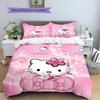 Hello Kitty Cute Pattern Bedding,Quilt Set Quilt Cover Pillowcase Home Birthday Gift(1 * Duvet Cover + 2 * Pillowcase, Without Core)