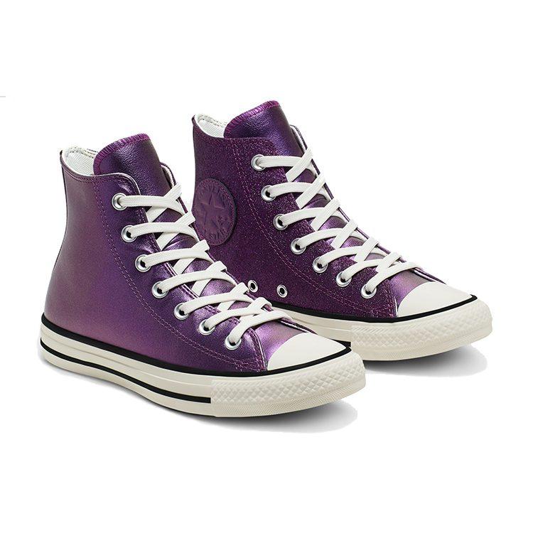 Converse Lesklé kovy Chuck Taylor All StarVysoké kožené fialové Dámské 565824C