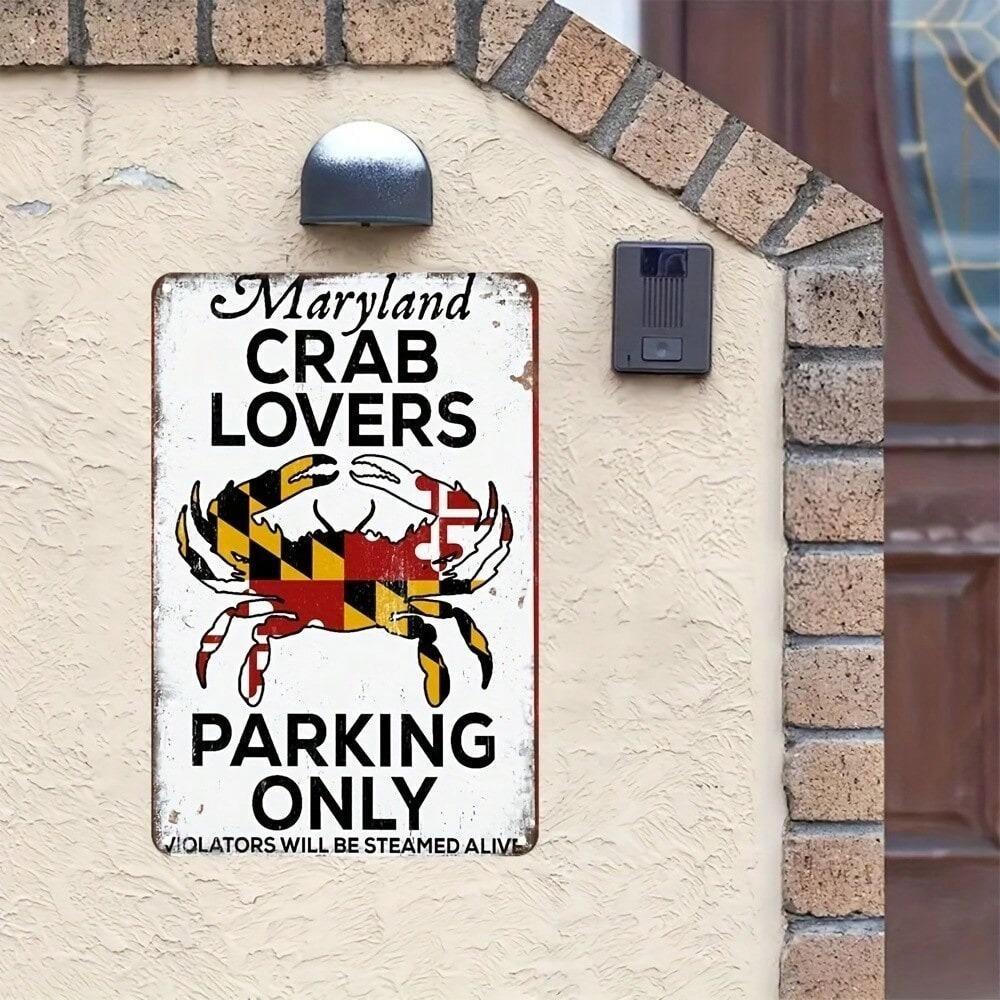 Maryland Crab Tin Sign Retro Parking Metal Wall Decor 8x12 Inches Kitchen Bar Garage Pub