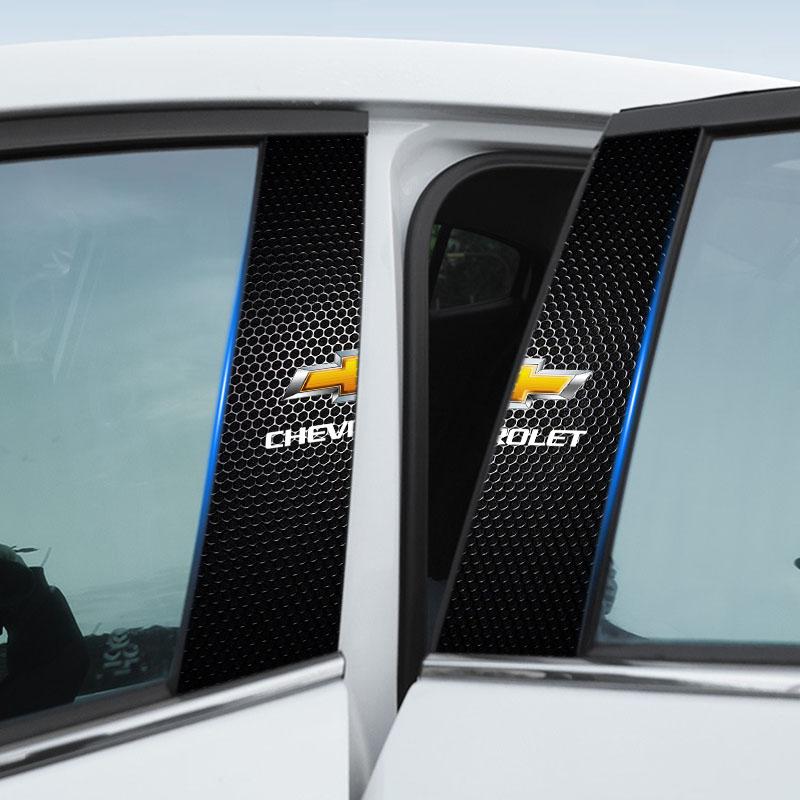 2Pcs Car Logo Center Pillar Protective Film Anti-scratch Sticker Decal For Chevrolet Cruz Mai Rui Bao Cobalt Impala Onix SS Pioneer Explorer Bolt EUV