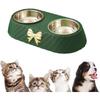 Double Pet Dog Bowls, Stainless Steel Dog Bowl with Bow-tie Bowknot, Non-Slip Removable Pet Food and Water Dishes for Small Dogs Cats, Pet Feeder Bowl