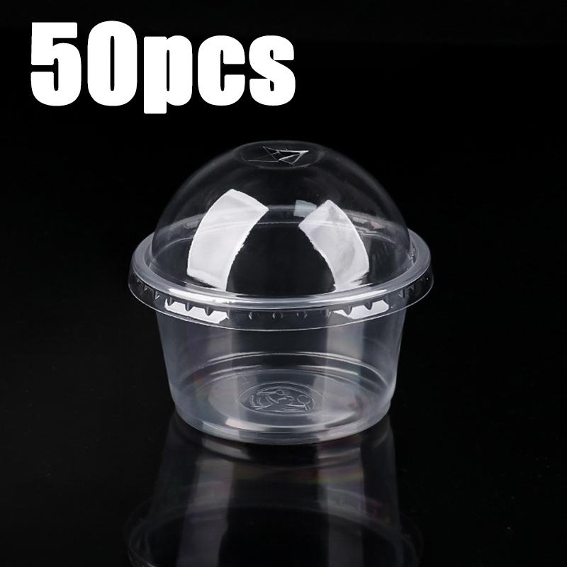 50/100PCS 250ML Disposable Plastic Pudding Cups Wiht Lids Ice Cream Double Skin Milk Disposable Cups Party Packing Dessert Cups