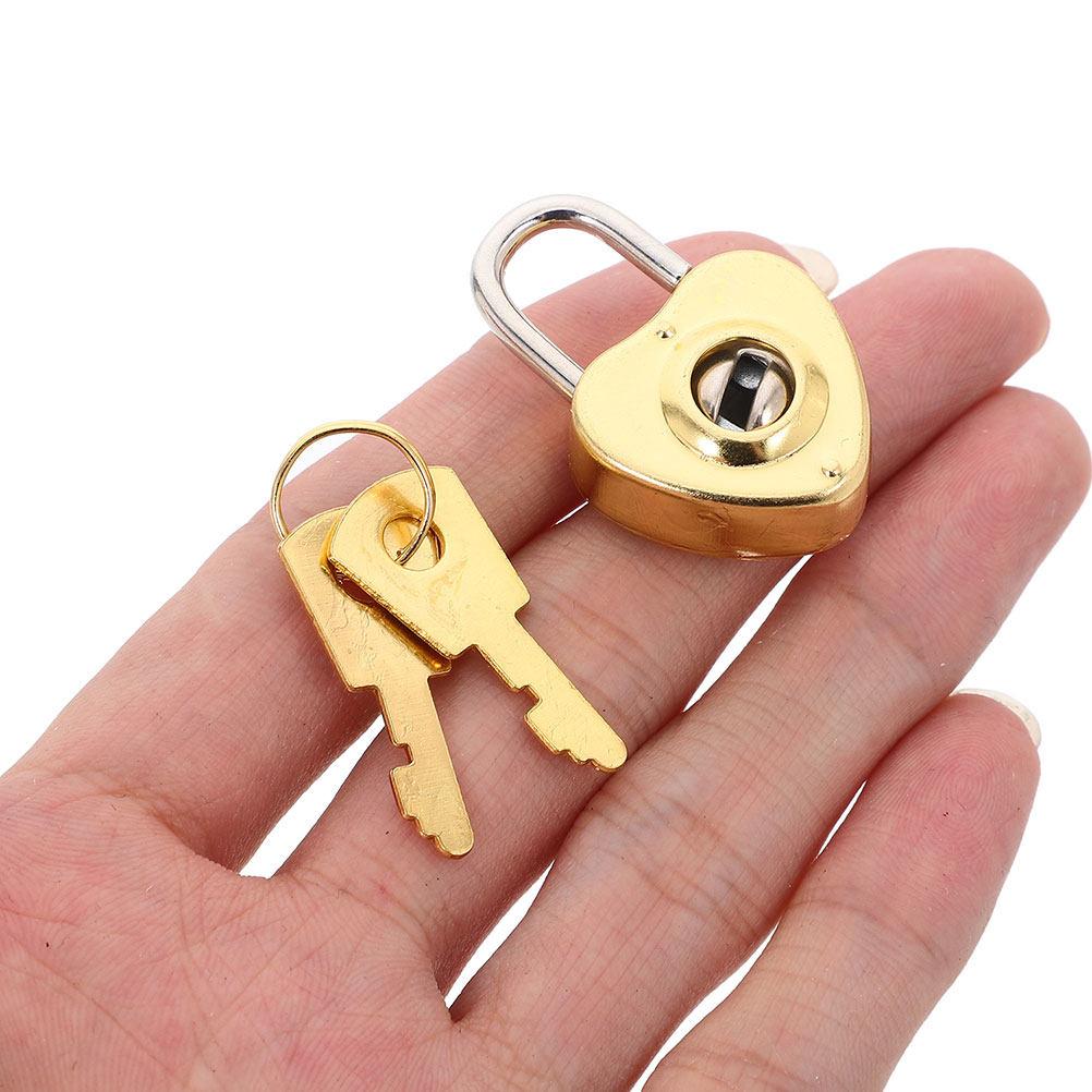 6Sets Mini Heart Padlock Zinc Alloy Vintage Decorative Lock for Diary Jewelry Box Luggage Small Cute Love Symbol Keyed Padlocks