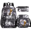 Football Star Print Youth Primary And Secondary School Students Schoolbag Three-Piece Set Men'S And Women'S Backpack