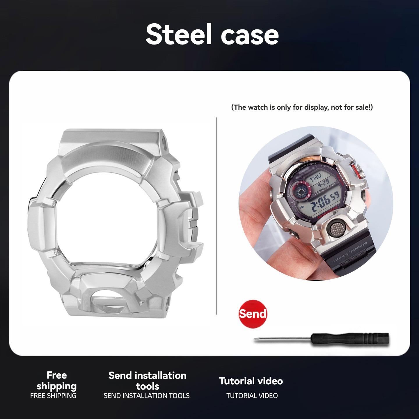 Корпус из нержавеющей стали 316l для Casio G-SHOCK 3410 GW9400 GW-9400 GW-9400J-1JF Модифицированная цельнометаллическая рамка For GW-9400 серебряный