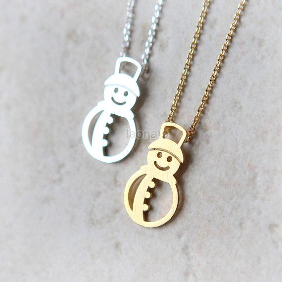 

Snowman Pendant Necklace: Winter Christmas Gift for Women серебряный