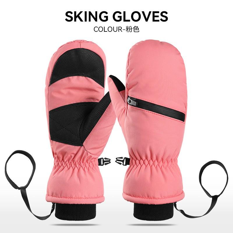 Winter Ski Gloves Unisex Thick Insulated Windproof Waterproof Short Fingerless Full-Finger Outdoor Sports