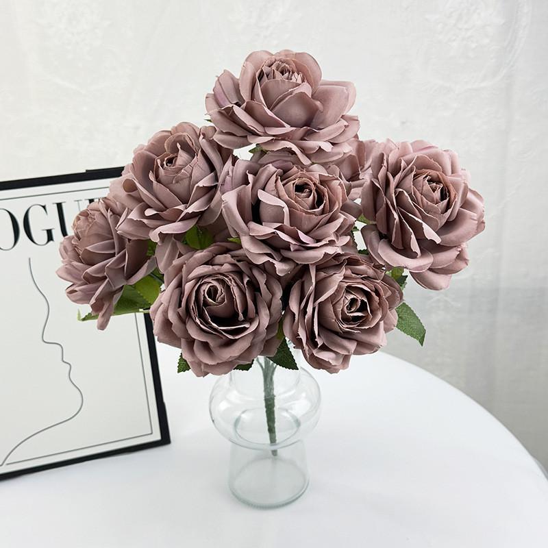 Rose Bridal Wedding Decor Artificial Silk Flower Bouquet For Home Stage Events