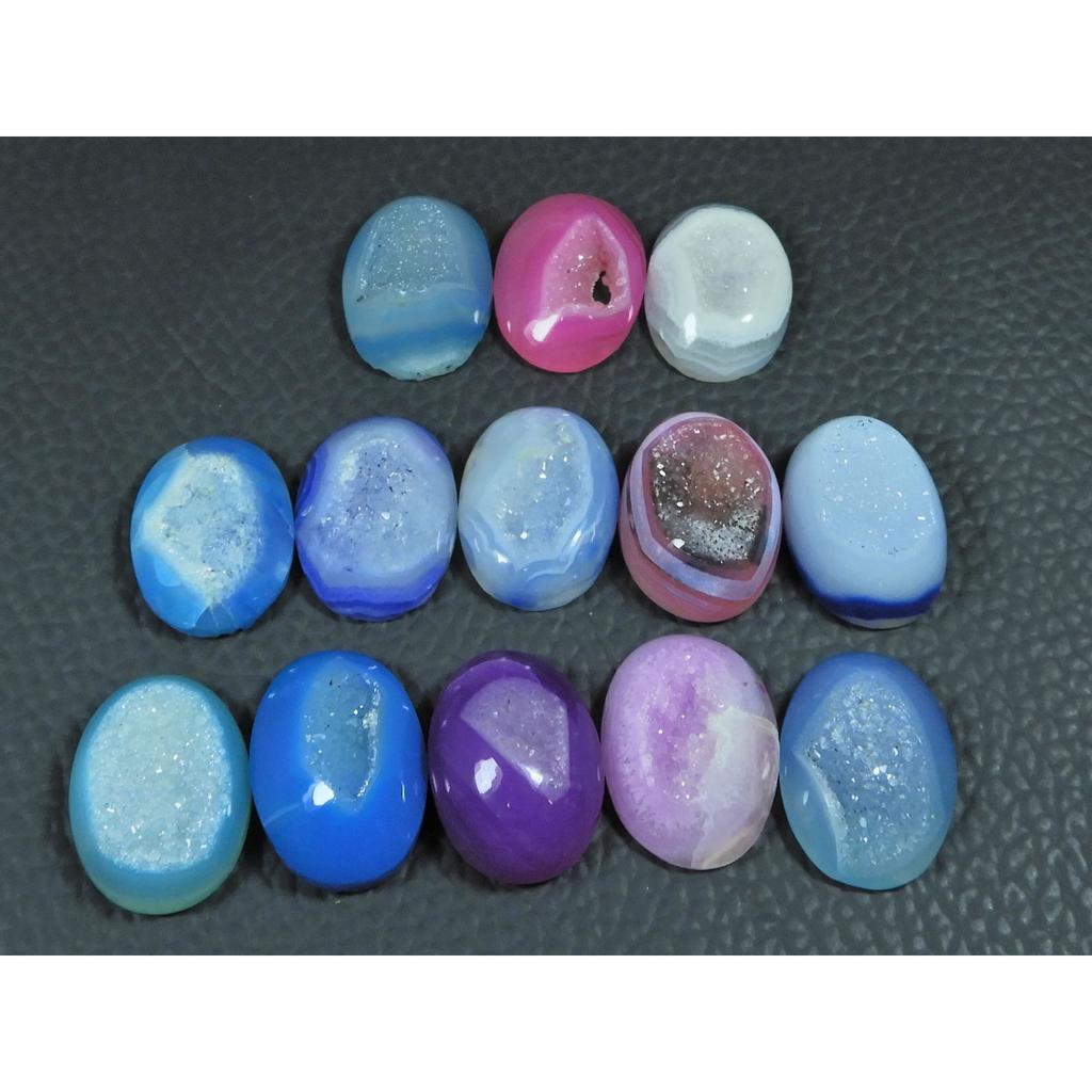 12X17MM Natural Window Druzy Agate Oval Cabochon Loose Gemstone 13Pcs Lot C-3711