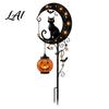 Warm Atmosphere Lights for Fall Parties Solar Halloween Black Cat & Pumpkin Moon Garden Stake Light Waterproof on Decorative Stakes Candy Nights