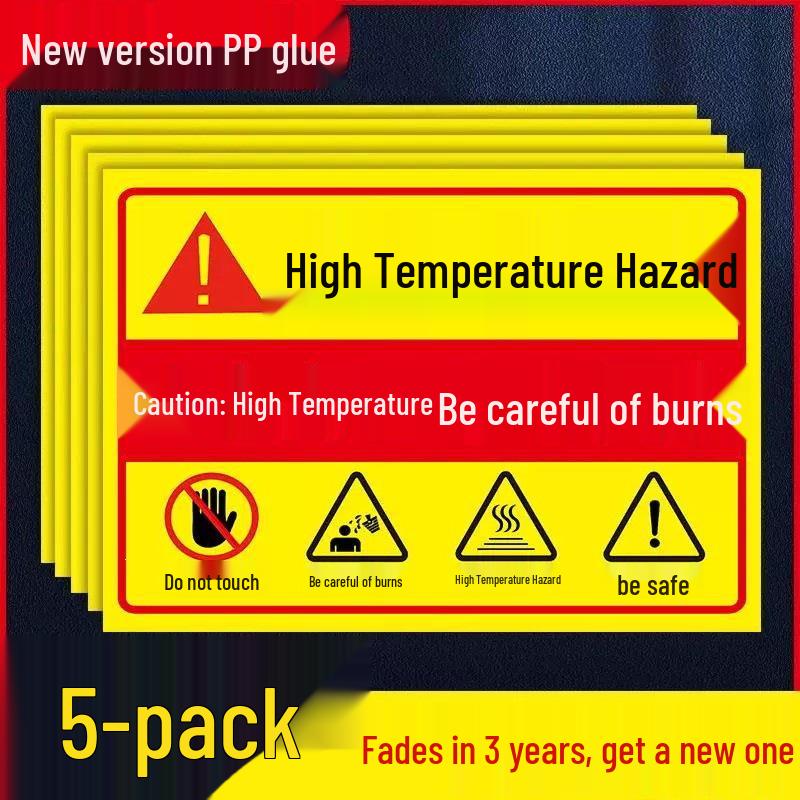 High Temperature Warning Sign: Caution - Hot Surface, Do Not Touch, Avoid Burns.