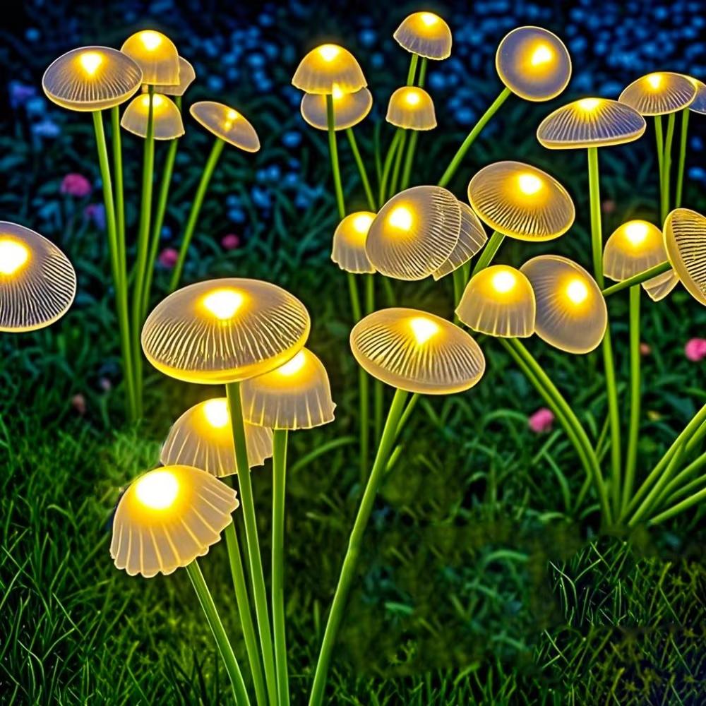 10L Solar Garden Lights Dual Mode LED Solar Mushroom Lights Waterproof Decor Yard Patio Pathway Jellyfish for Garden Ambiance