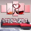 Painting HD Print Modern 5 Pieces Red Wine Heart Home Modular Decoration Posters Wall Art Canvas Frame Modular Picture For Gift No Frame