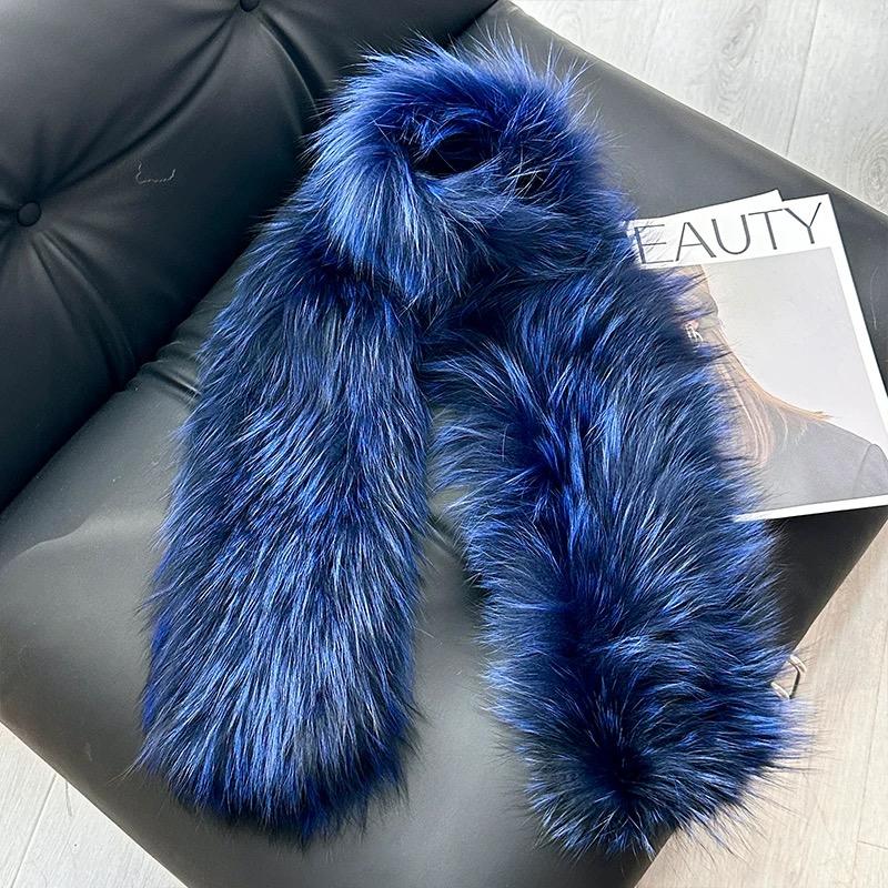 2025 Winter Fashion Luxury Fox Fur Scarf Woman Double-sided Thicken Soft Long Real Fur Scarf Neck Warmer