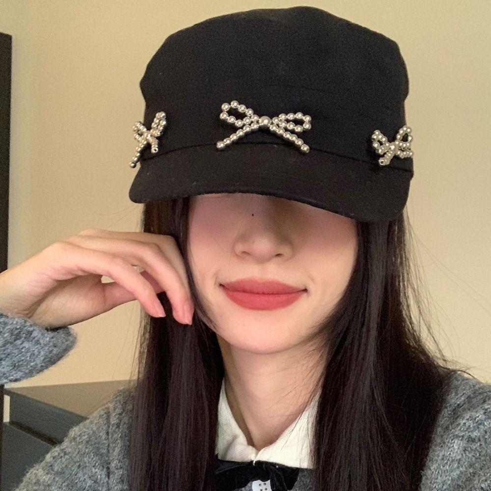 

Bowknot Bow Peaked Cap Cotton Painter Hat Fashion Bow Baseball Cap Travel чёрный