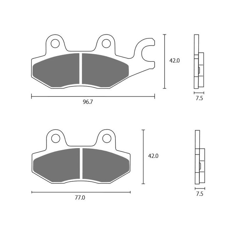 ZCOO Motorcycle Brake Pad Ceramic Sintered Yamaha TZR50R Honda XR50Motard (93-99) (05-) Etc. ZRM-N011