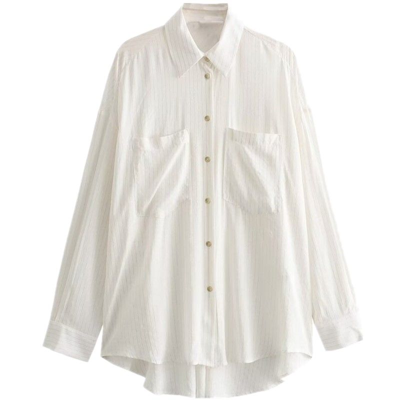 

Fashion Style Winter New Women s Clothing Elegant Slim Looking All-Match White Long Sleeves Lapel Shirt 2037798 250 White L