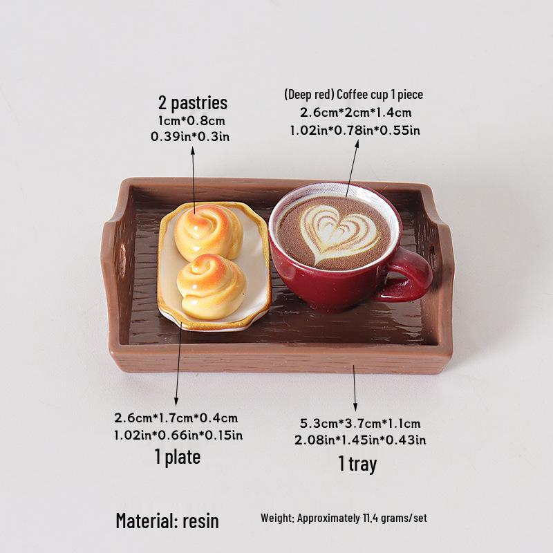 Miniature Pastry Models & Coffee Cup Ornaments for Dollhouse Scene Decorations