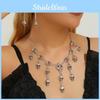 Gothic Necklace Skeleton And Earrings Set With Alloy Material For Halloween Festivities And Alternative Style