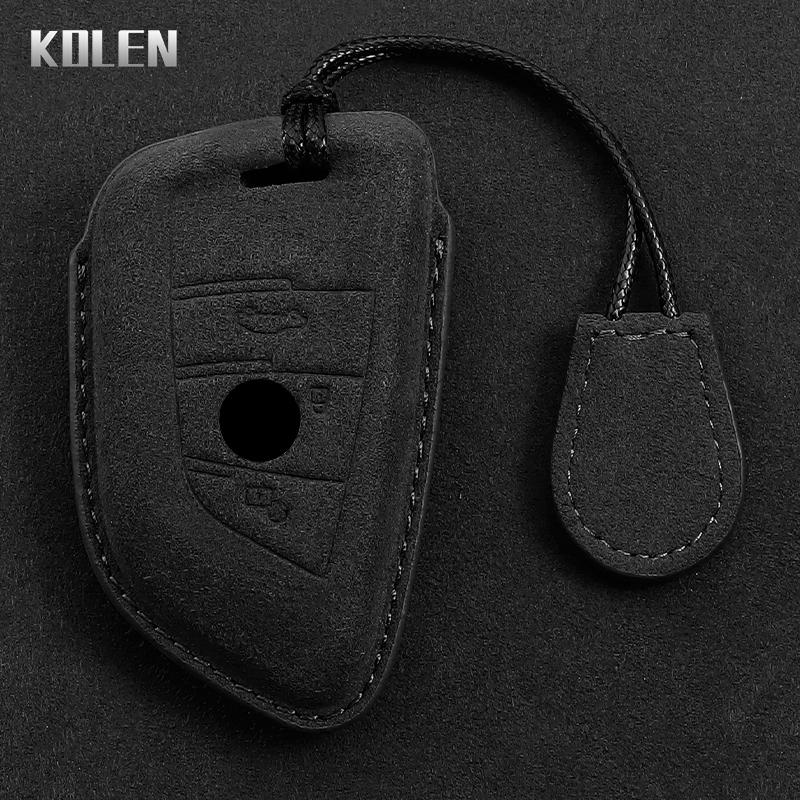 Genuine Leather Auto Smart Key Fob Cover Case Housing Fit For Bmw X1 X3 X5 X6 X7 1 3 5 6 7 Series G20 G30 G11 F15 F16 G01 G02 F48 G05 G06 G07 Remote