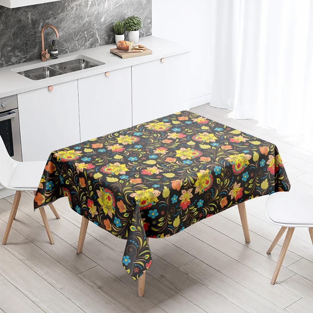 Natuurlandschap Kleurrijk Bloemen Tafelkleed Vlekbestendig Waterdicht Rechthoekig Keuken Eettafel Woondecoratie