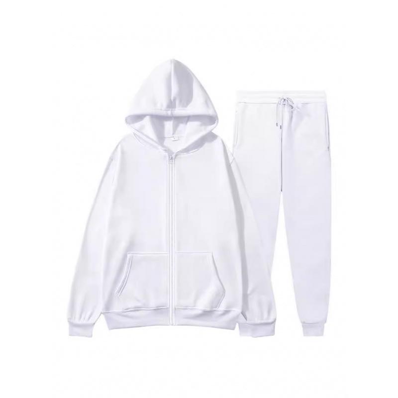 Men's Cross-border Autumn Winter Comfort Zip-Up Velvet Hoodie & Jacket Set