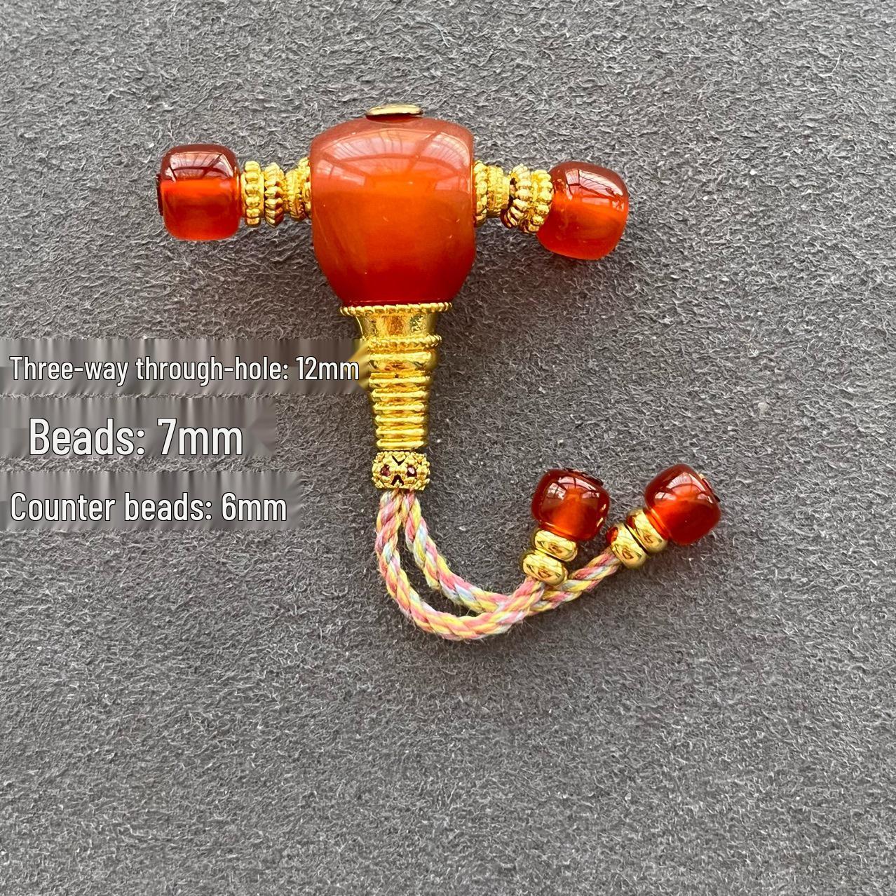Red Agate Triple Connector for DIY Buddhist Bead Accessories Red Agate