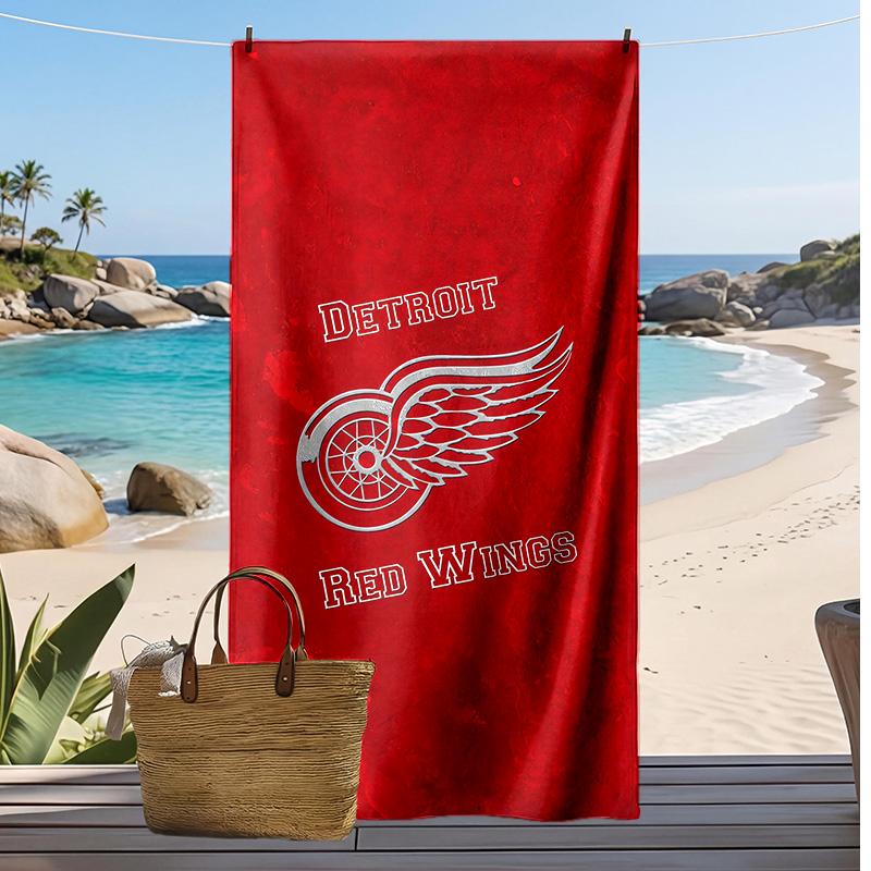 Detroit Red Wings Druck Strandtuch Weich Tragbar Schnell?Trockenes Handtuch für Pool Sommerurlaub Outdoor Sport