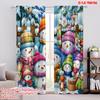 2pcs,2D Plane Printing Contemporary Curtains Snowman Family Winter Polyester (without Rod) Art Deco Festive Perfect for Bedroom,