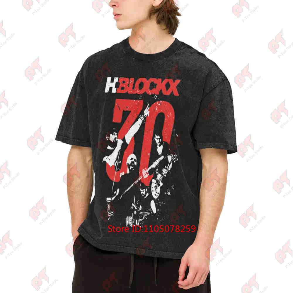 H Blockx Band Vintage Prané Tričko Čistá Bavlna