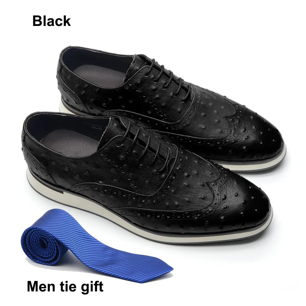

Роскошные мужские оксфорды ручной работы из натуральной коровьей кожи на шнуровке, с крылышками, броги, с узором под страуса, коричнево-синие, повседневная обувь для мужчин 38 чёрный
