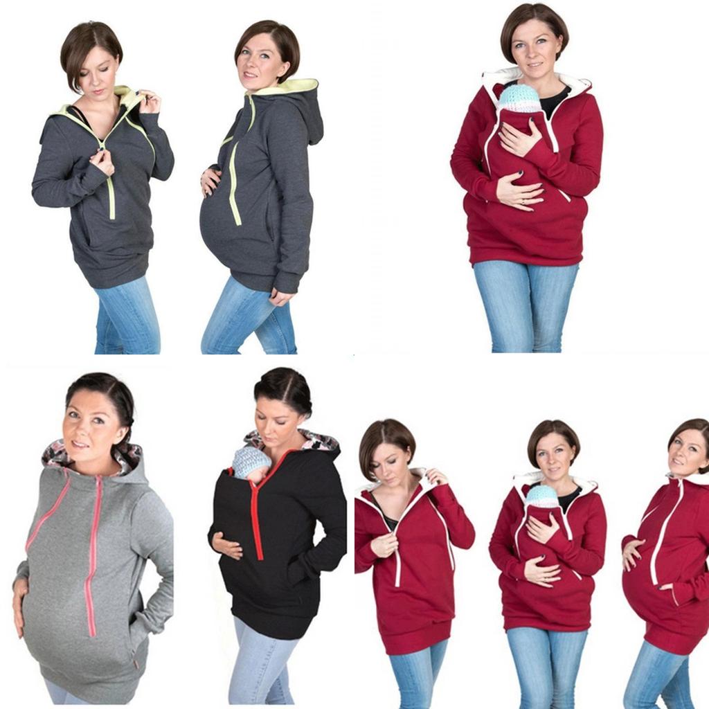 Cozy And Warm Mom's Maternity Kangaroo Hoodie Mum Dad Baby Wrap Carrier Pet Holder