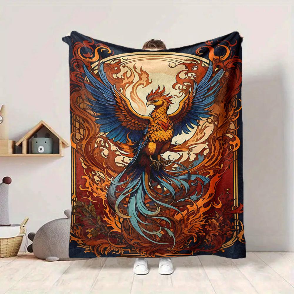 1PC Phoenix Rising Print Blanket, Soft Throw Blanket - Warm & Cozy for Couch, Bed, Office, and Travel yy250912186