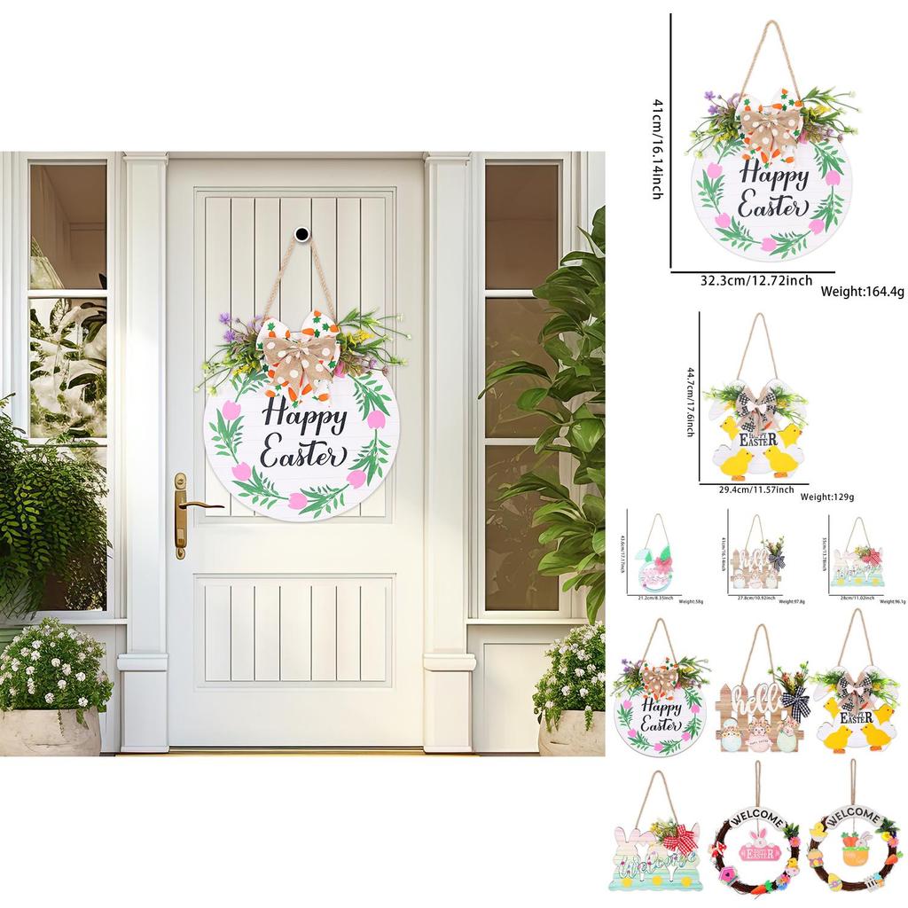 Colorful Easter Decorative Wooden Sign With Charming Bunny And Egg Designs For Festive Decor