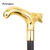Bastón de Paseo Decorativo de Moda Cabeza de Lobo Dorado Mordiendo Bastón Elegante para Caballero Cosplay Pomo Báculo 92cm