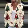 Women's Fashion Printed Long Sleeve Knitted Cardigan Button Down Jacket