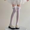 Japanese Velvet Knee Socks Spring and Summer Thin Lace Hold-Ups Pure Desire Wind Long Tube GirlJKUniform Lace Butterfly