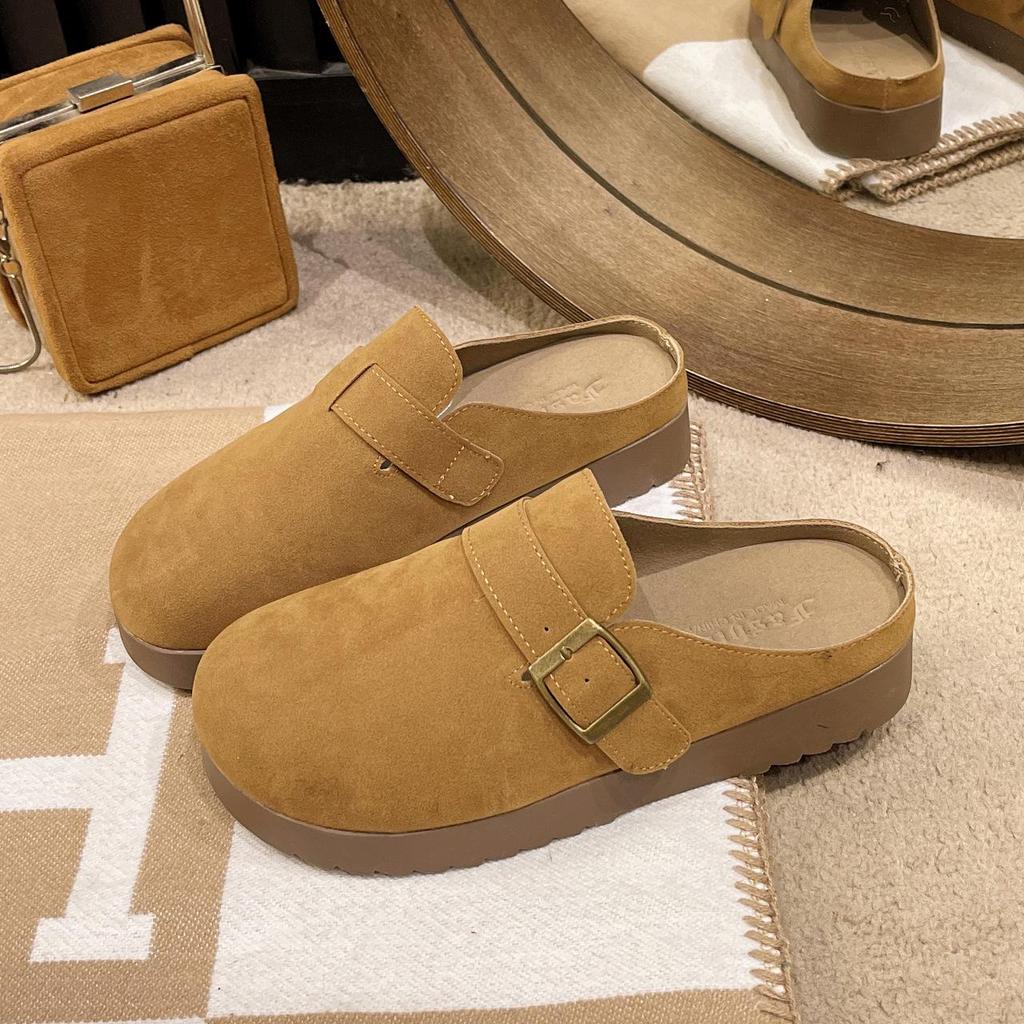 Dames 2025 Lente Retro Gesloten Teen Mule Pantoffels, Zacht & Antislip Dikke Zool Birkenstock-Stijl.