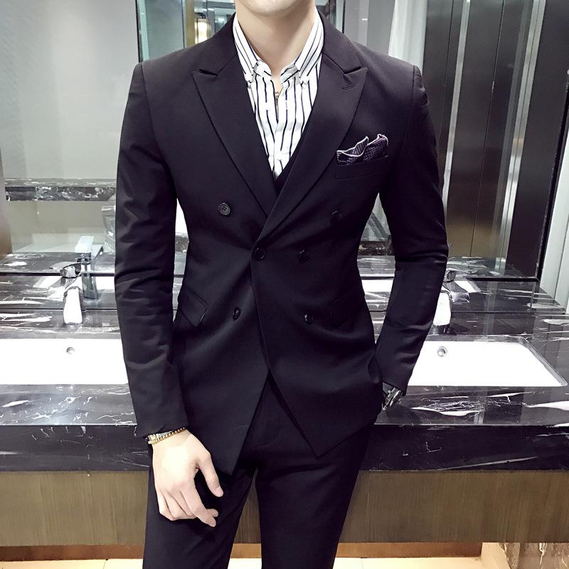 

Весенний мужской однотонный повседневный маленький костюм, тонкий трендовый костюм