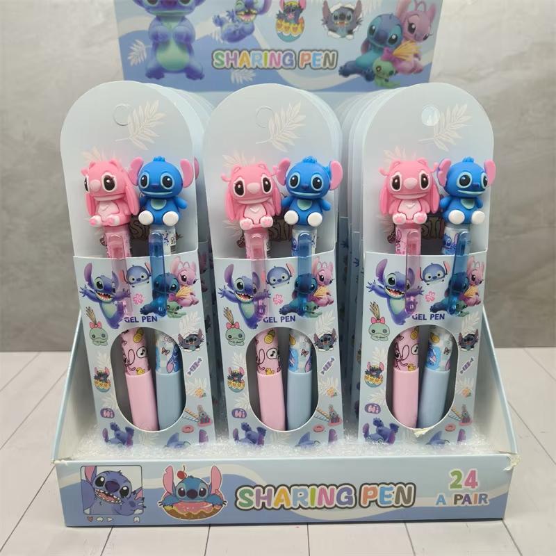 MINISO 2Pcs/set Stitch Gel Pens Kawaii Ballpoint Pen Cartoon Printing Writing Pen Students Stationery Office Supplies Kids Gifts