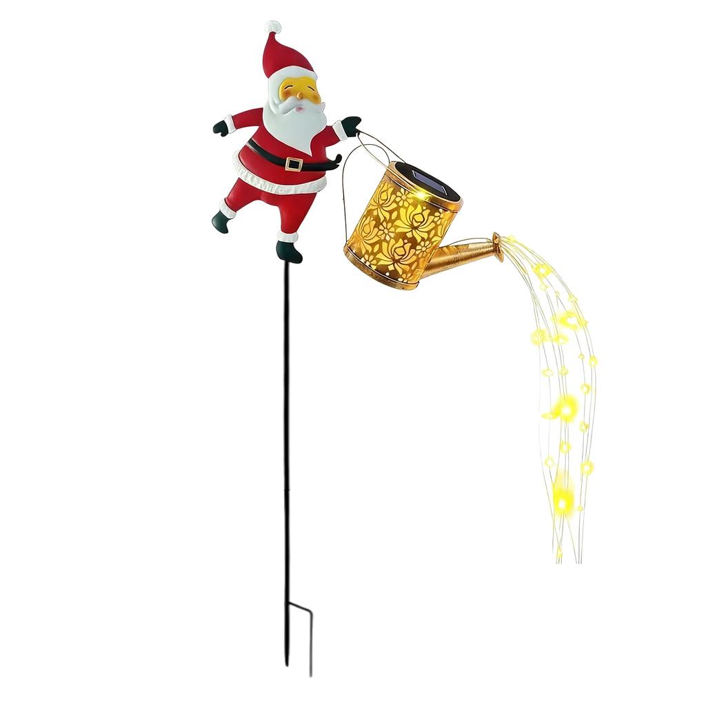 Solar Santa Claus Kettle Lights Outdoor Garden Watering Can Light LED Hanging Solar Christmas Light for Festival Party Supplies